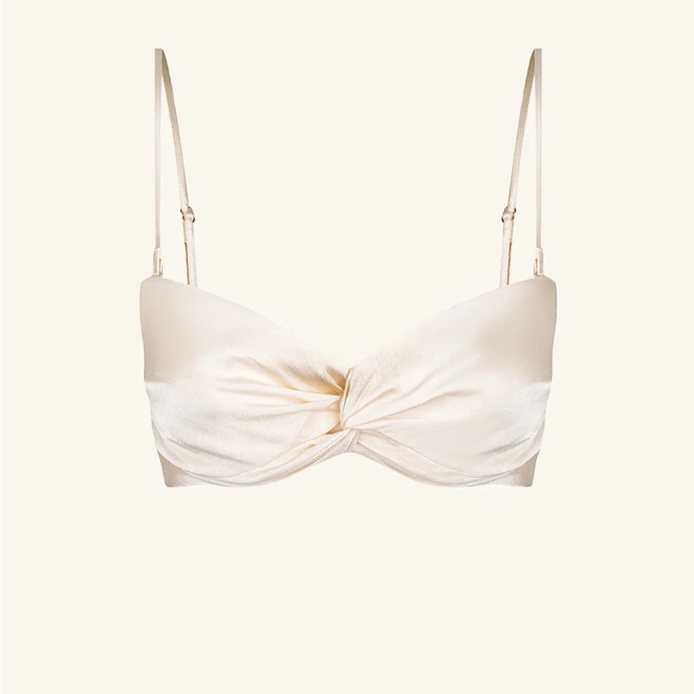 Shona Joy Cream Satin Twist Bralette